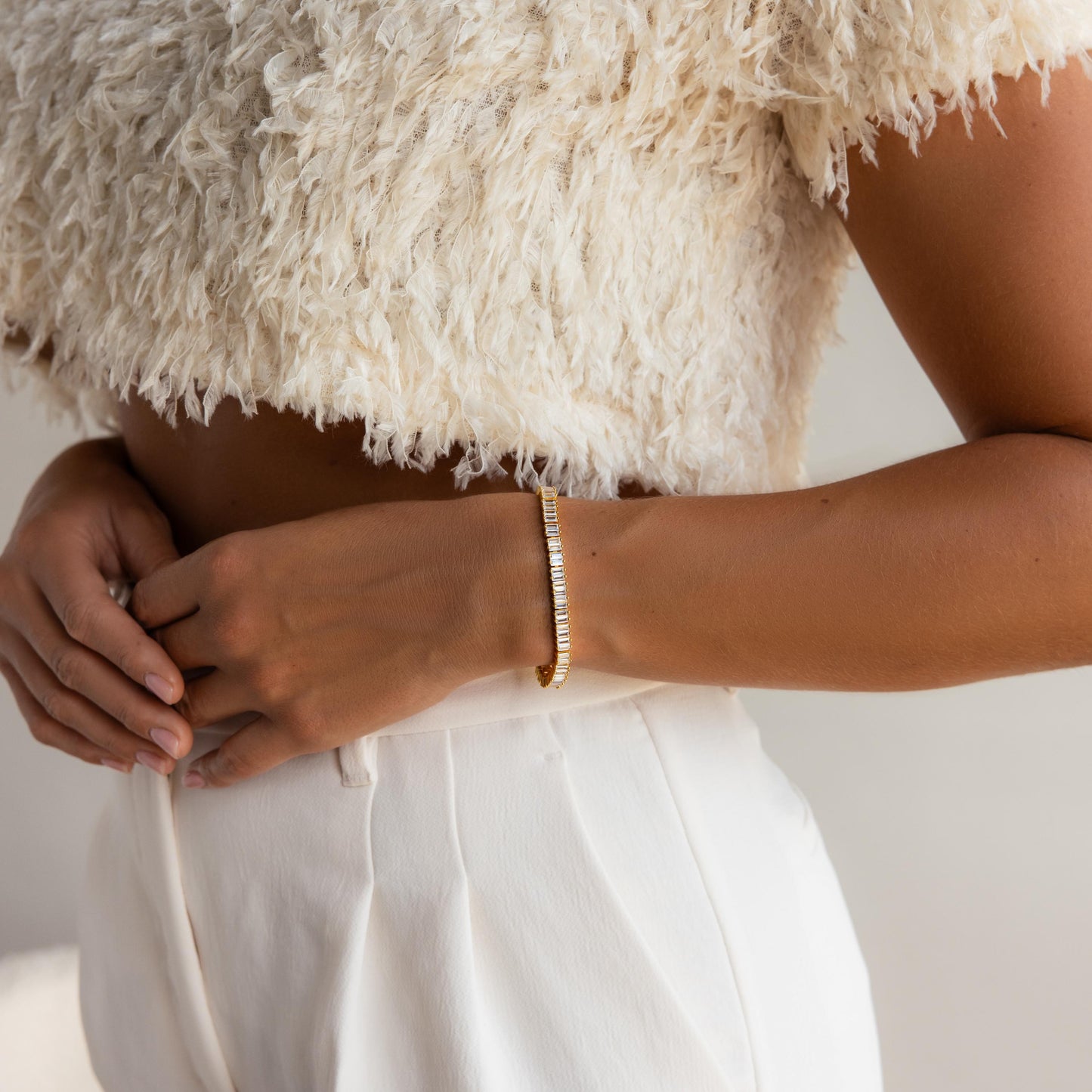 Pulsera de tenis con baguette vertical