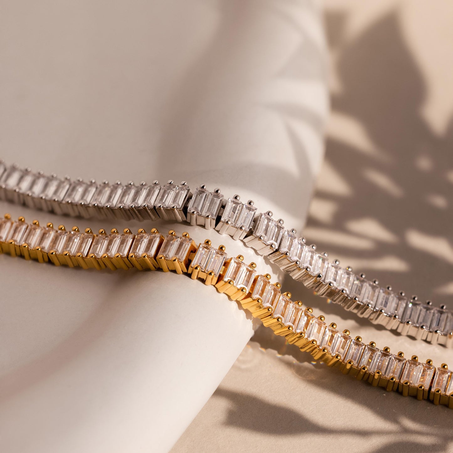 Pulsera de tenis con baguette vertical