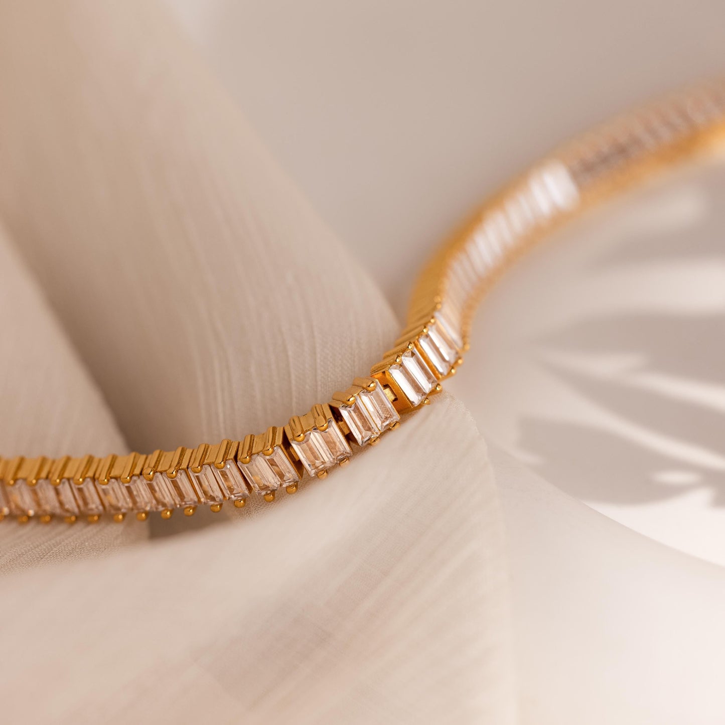 Pulsera de tenis con baguette vertical