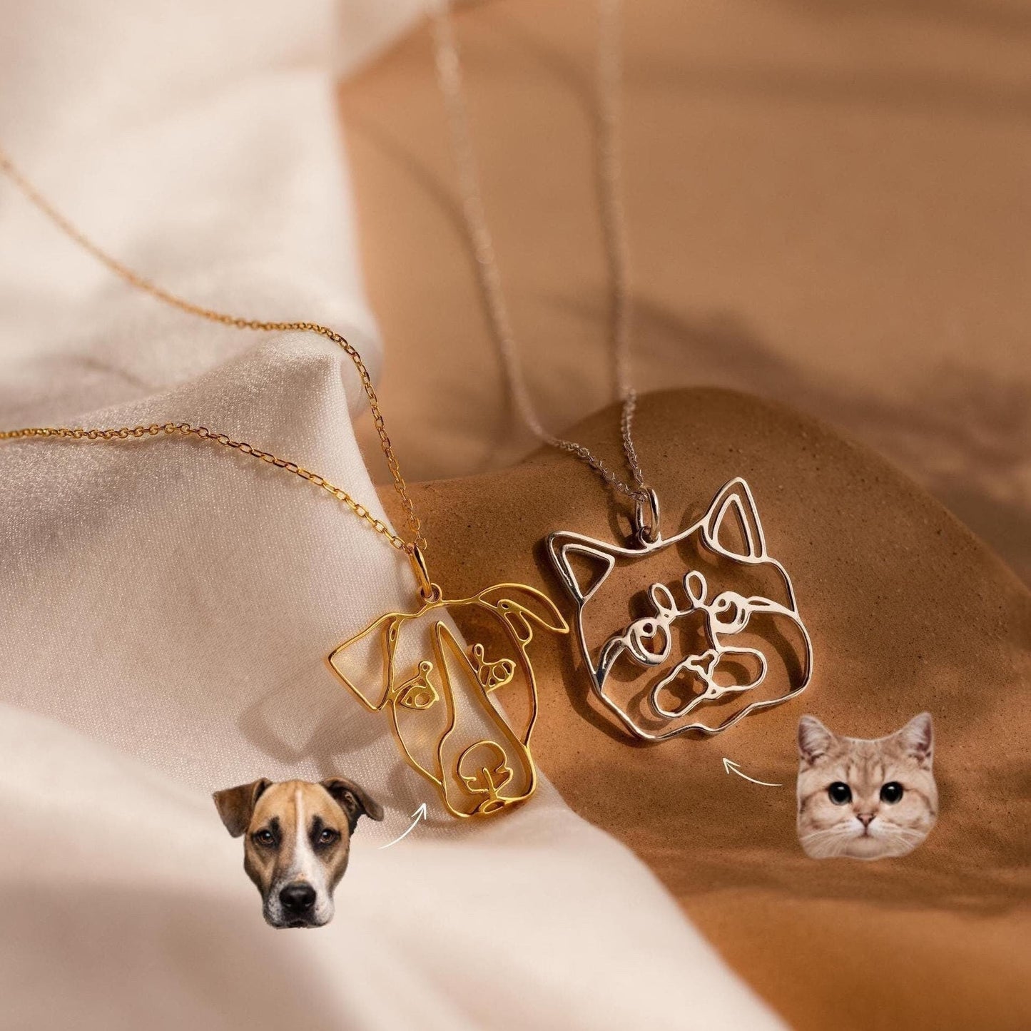 Collar personalizado con arte lineal para mascotas