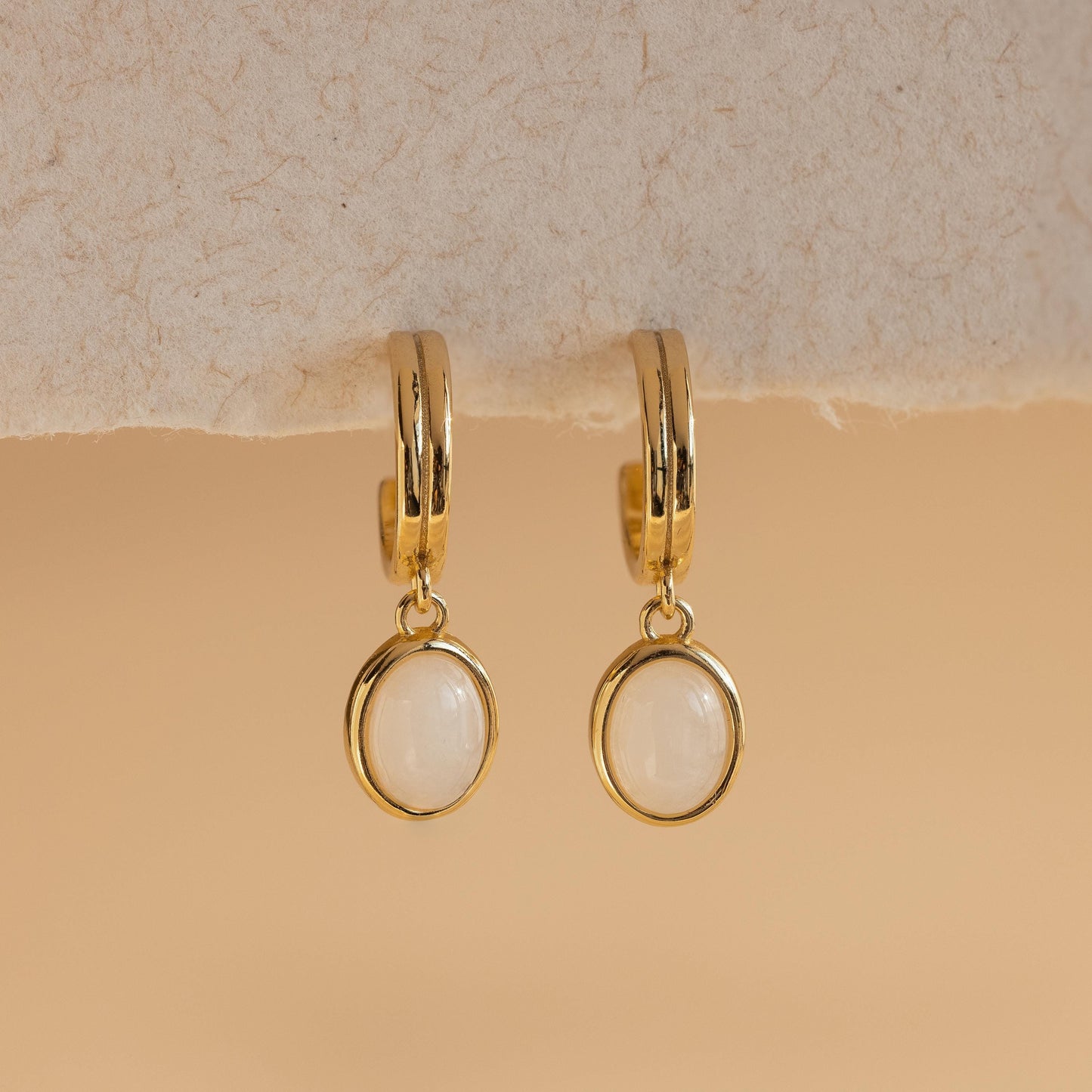 Moonstone Drop Hoops