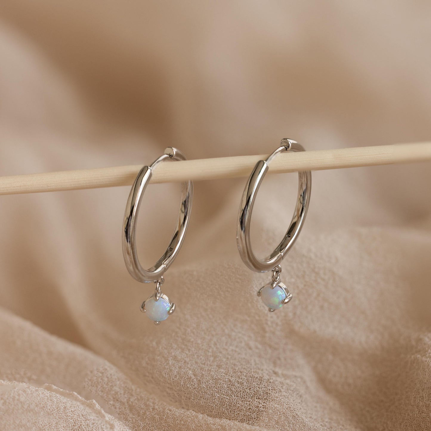 Dainty Opal Drop Huggies