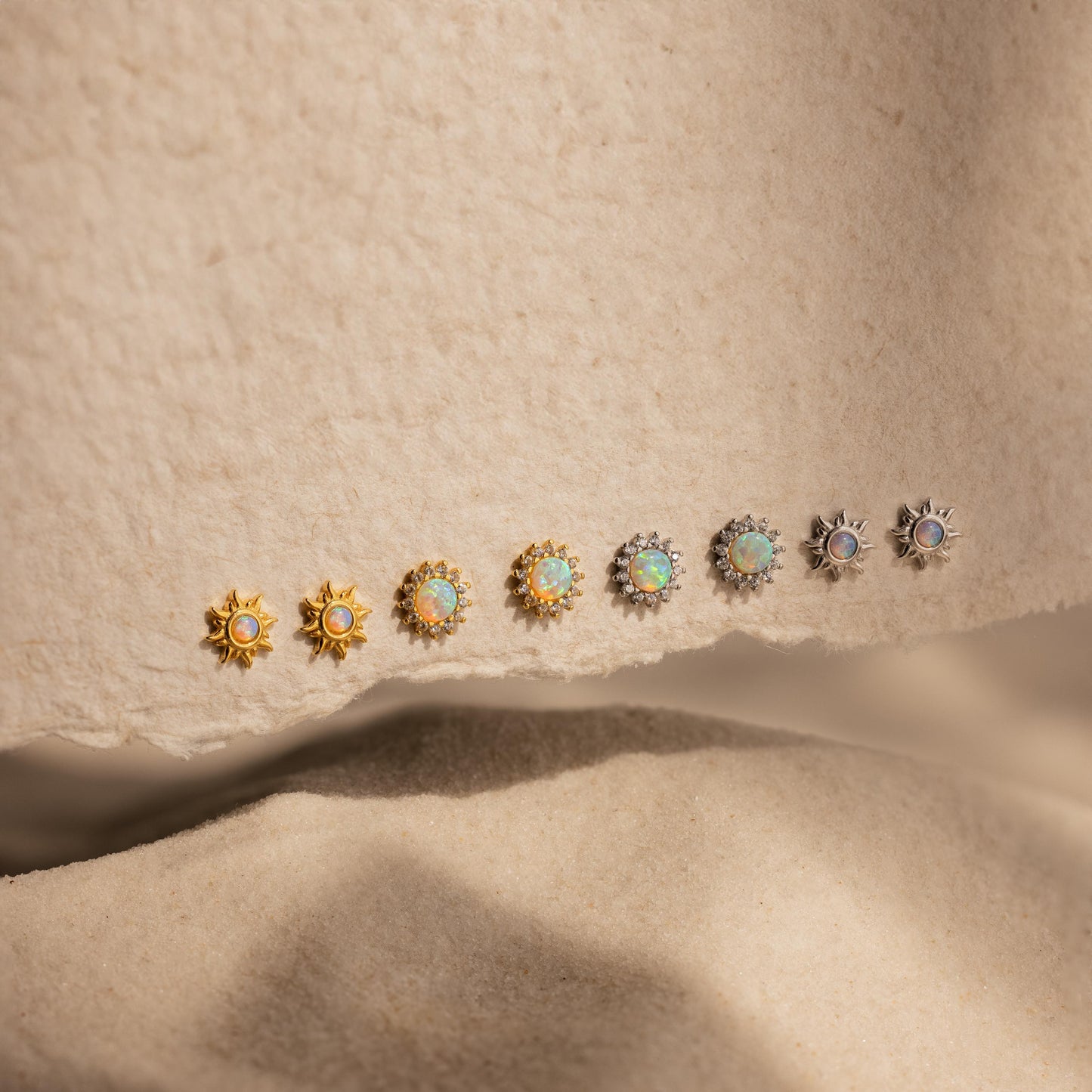 Pave Opal Moon Studs