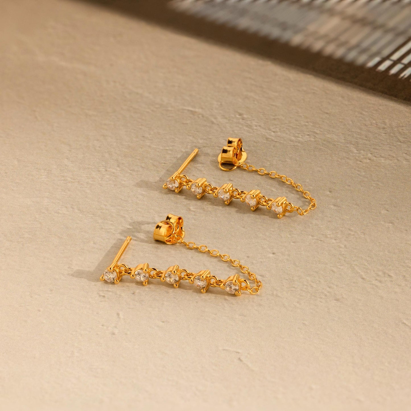 Diamond Chain Drop Earrings