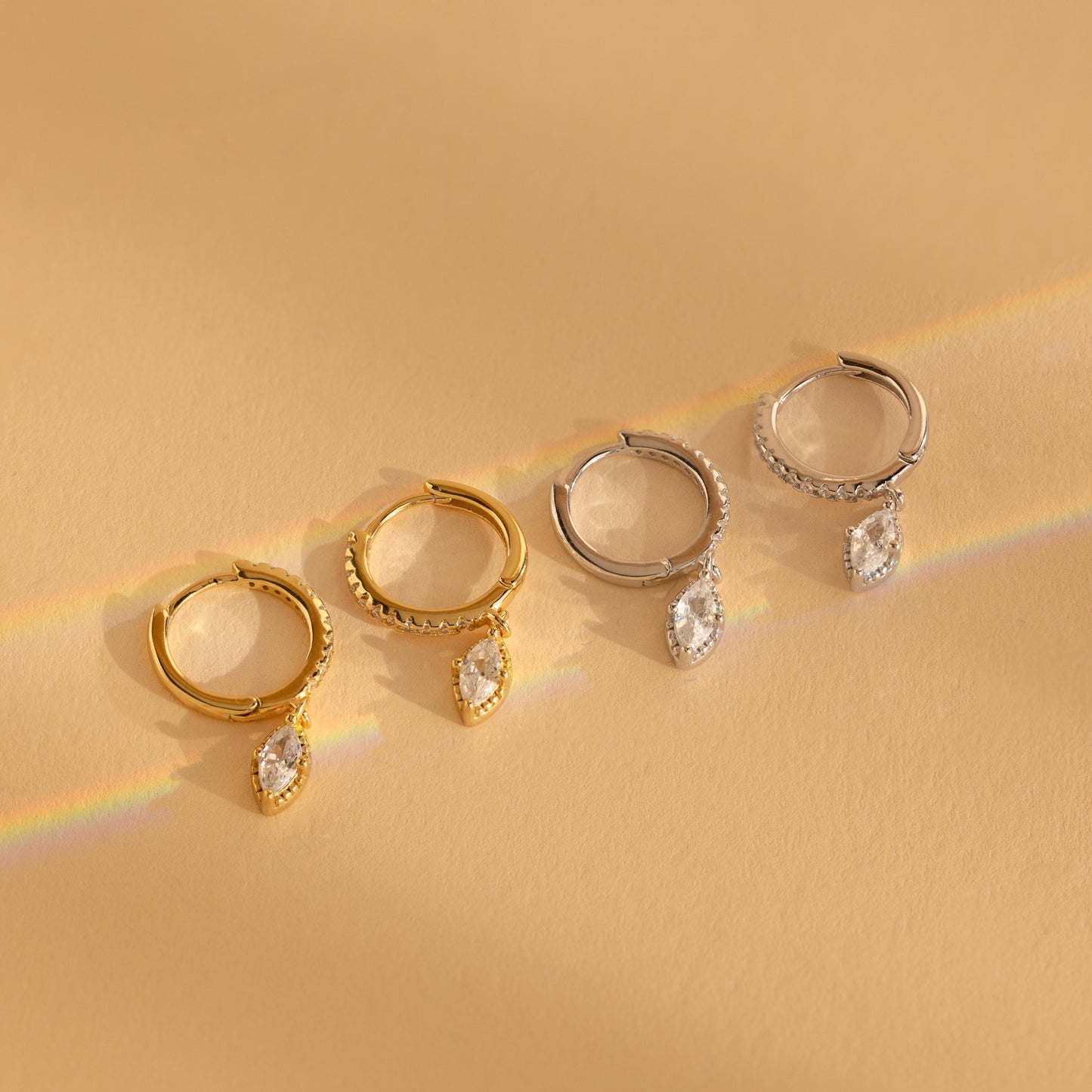 Marquise Pave Drop Huggies