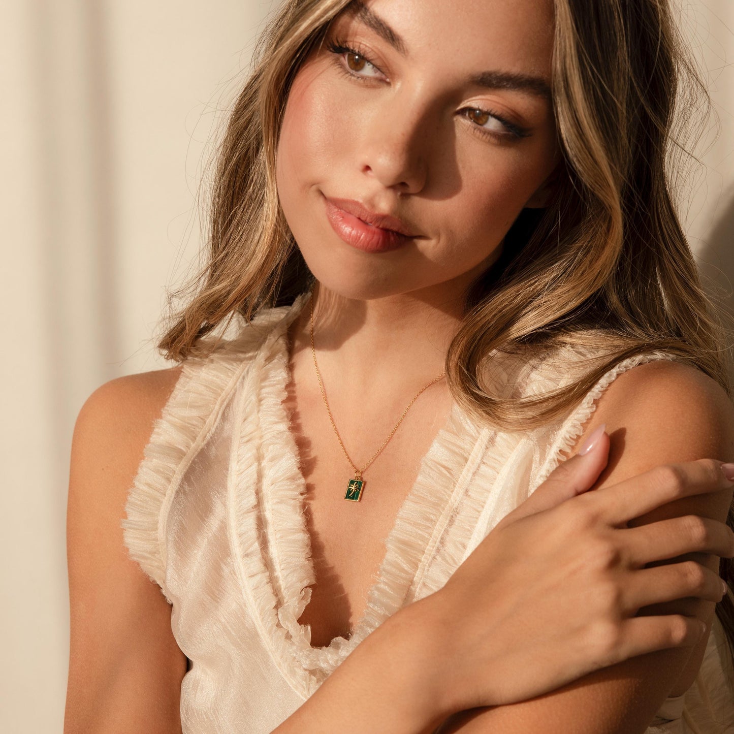 Collar de palmera de malaquita
