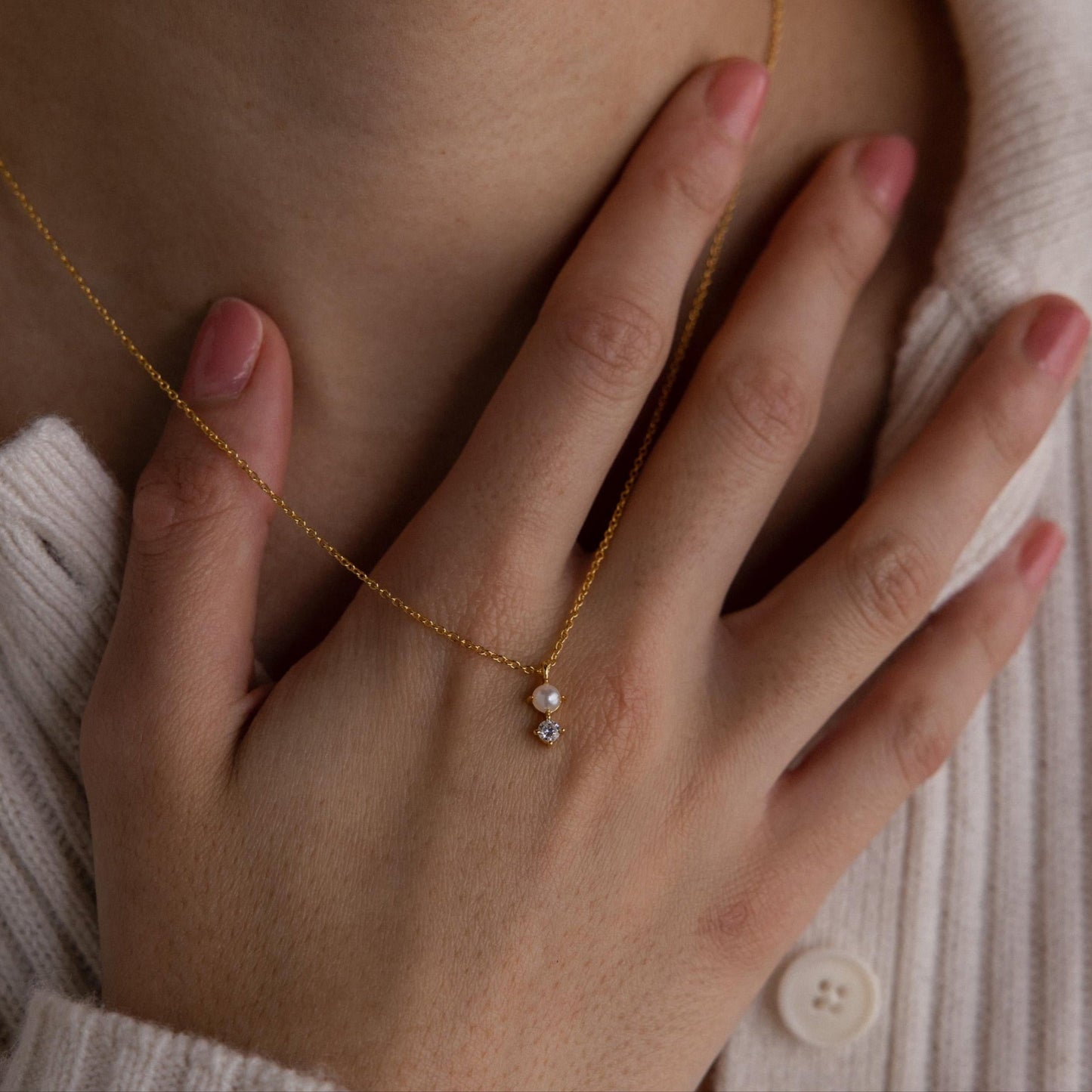 Collar de perla y diamante