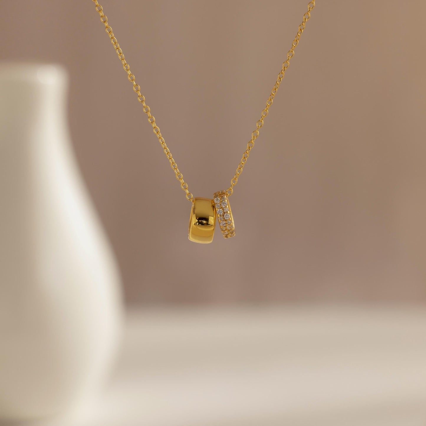 Pave Duo Circle Necklace