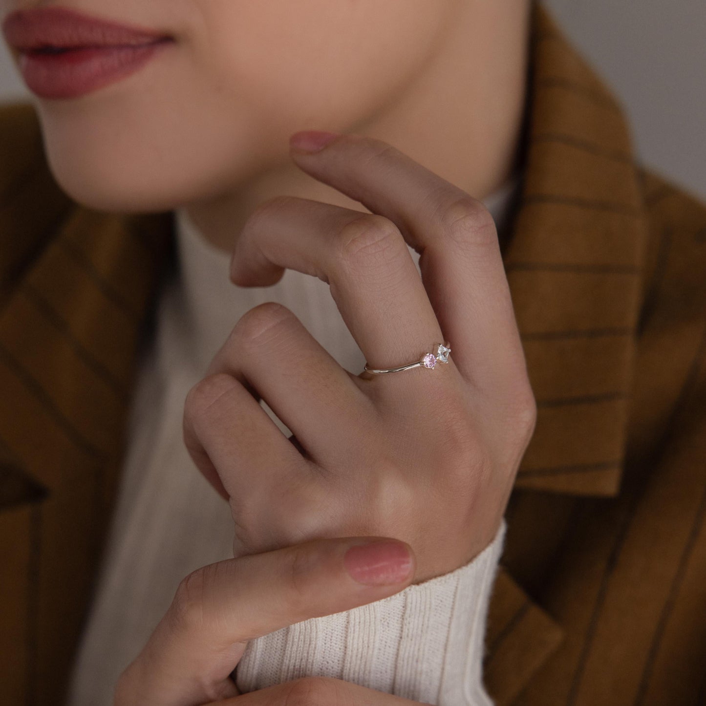 Toi et Moi Princess Birthstone Ring