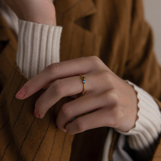 Anillo de princesa con piedra de nacimiento Toi et Moi