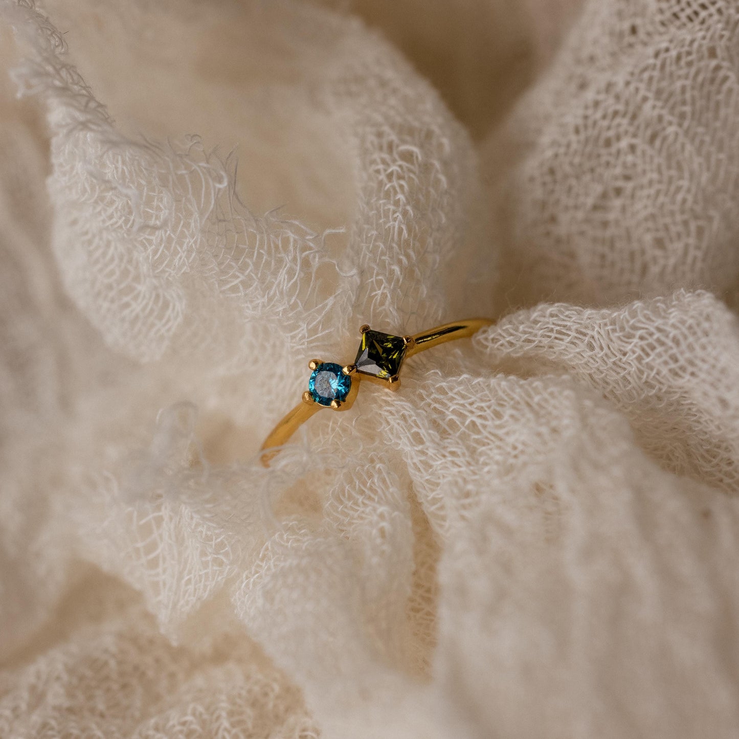 Toi et Moi Princess Birthstone Ring