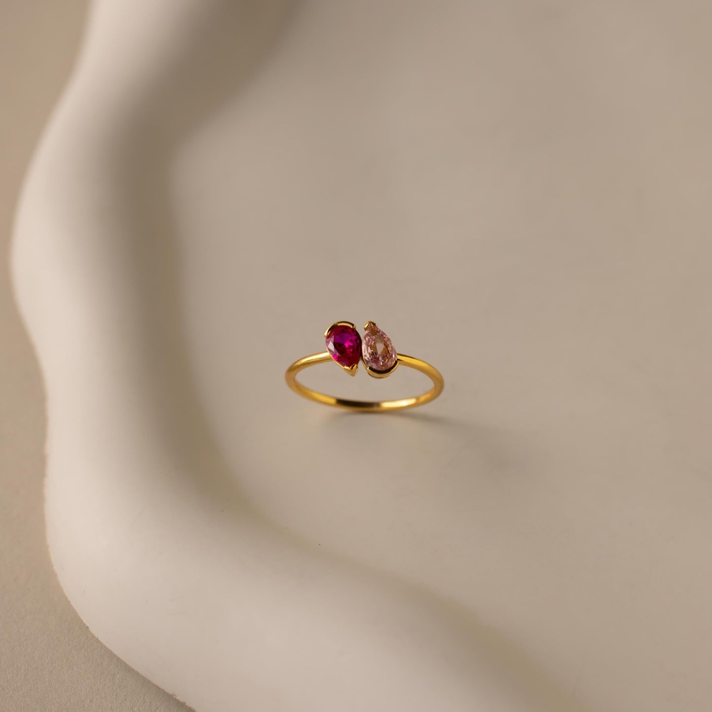Toi et Moi Pear Birthstone Ring