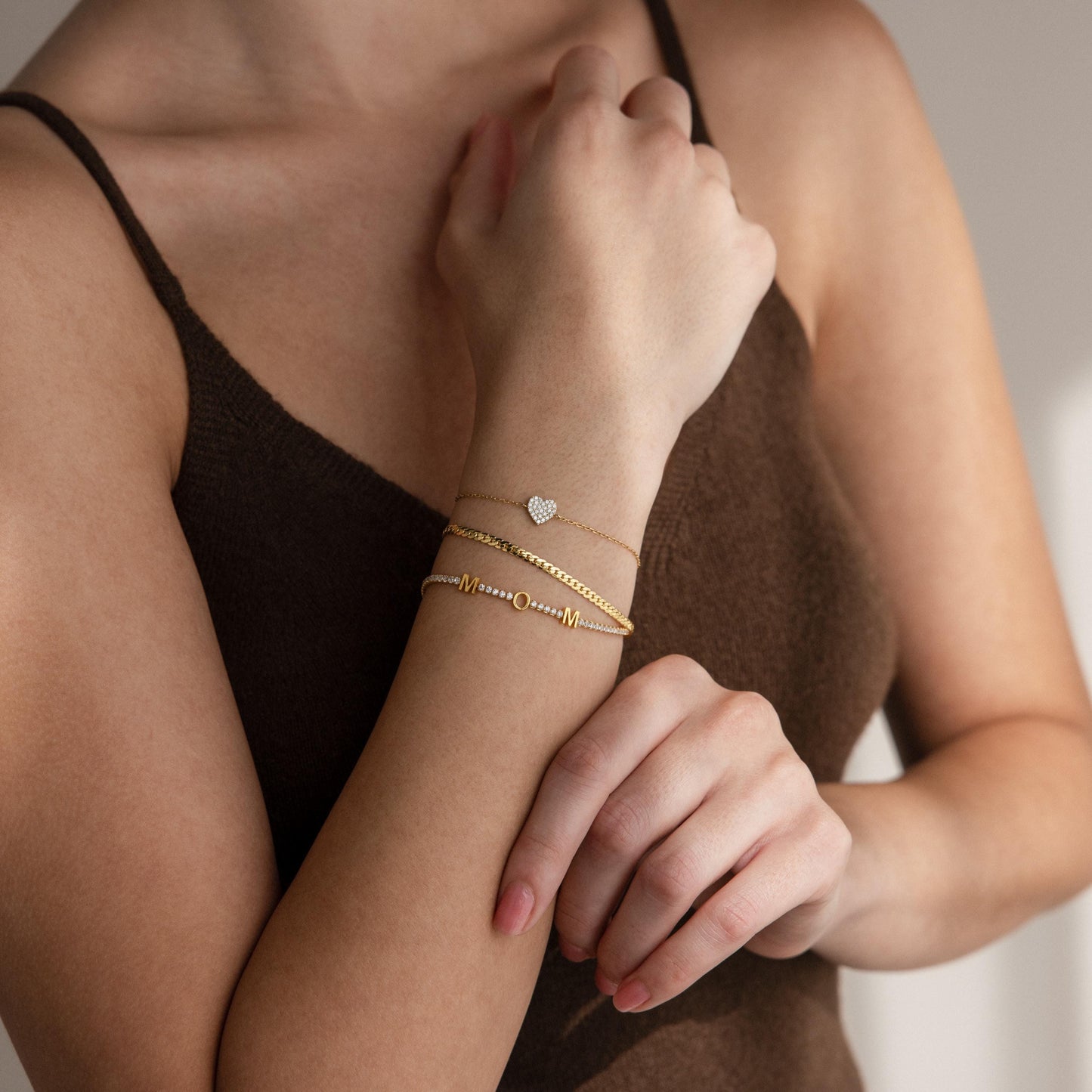 Diamond Tennis Letter Bracelet