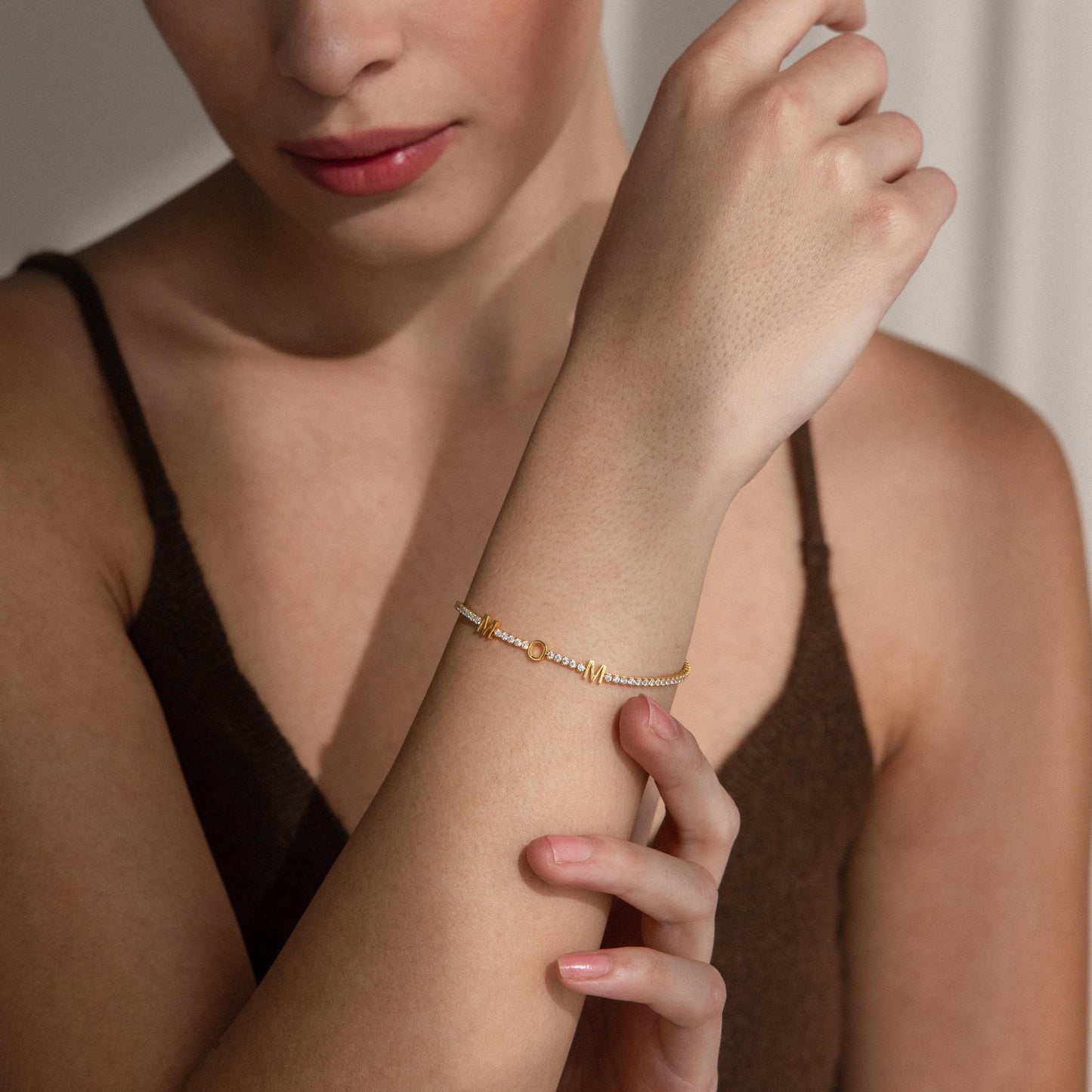 Diamond Tennis Letter Bracelet