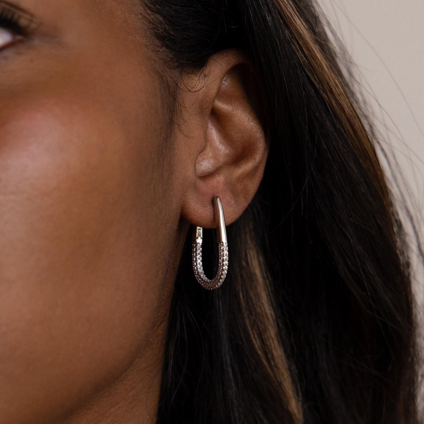 Bold Pave Oval Hoops