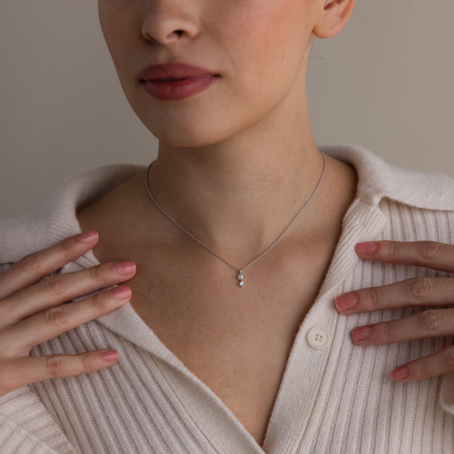 Collar de perla y diamante