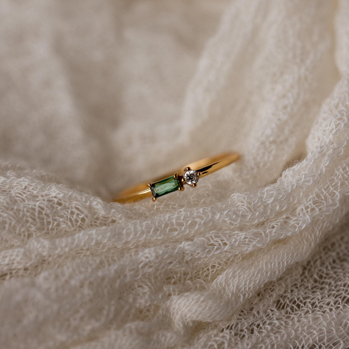 Toi et Moi Baguette Birthstone Ring