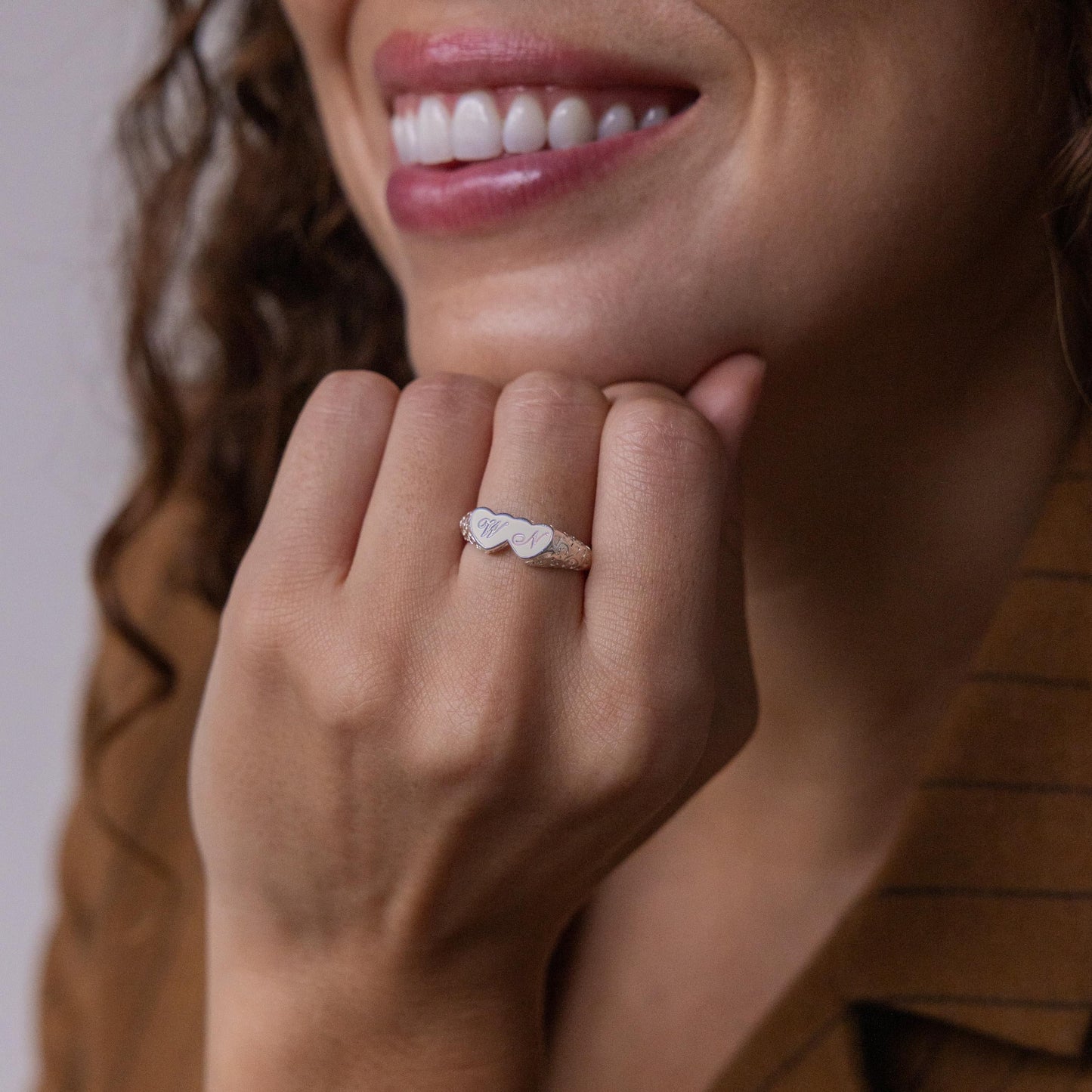 Duo Initial Heart Ring