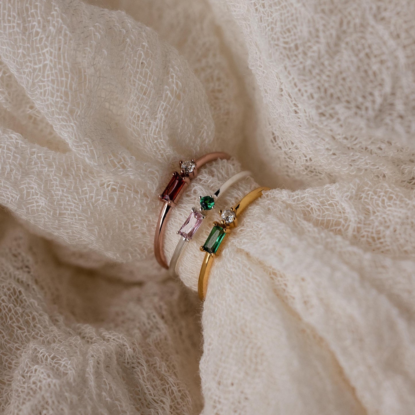 Toi et Moi Baguette Birthstone Ring