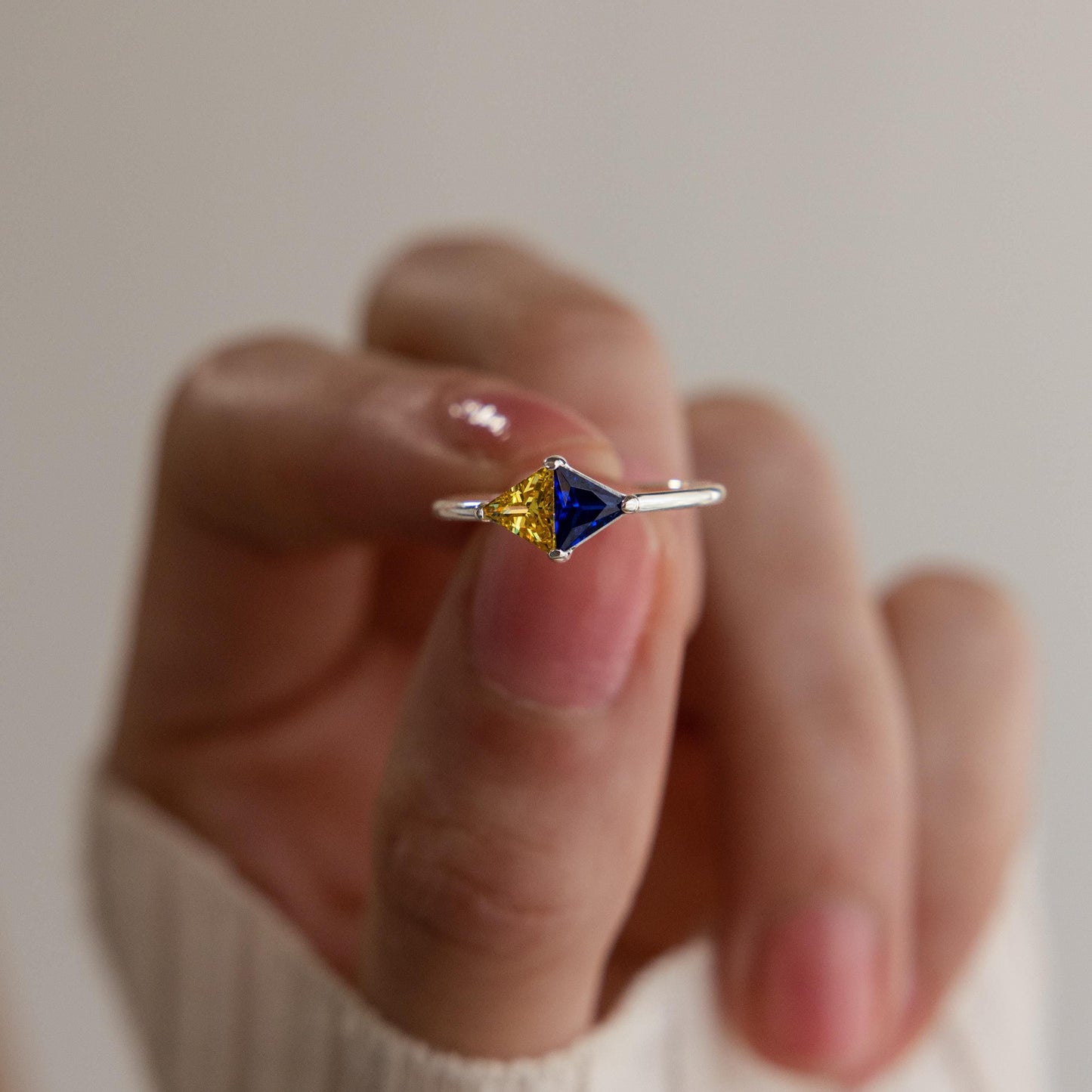 Toi et Moi Triangle Birthstone Ring