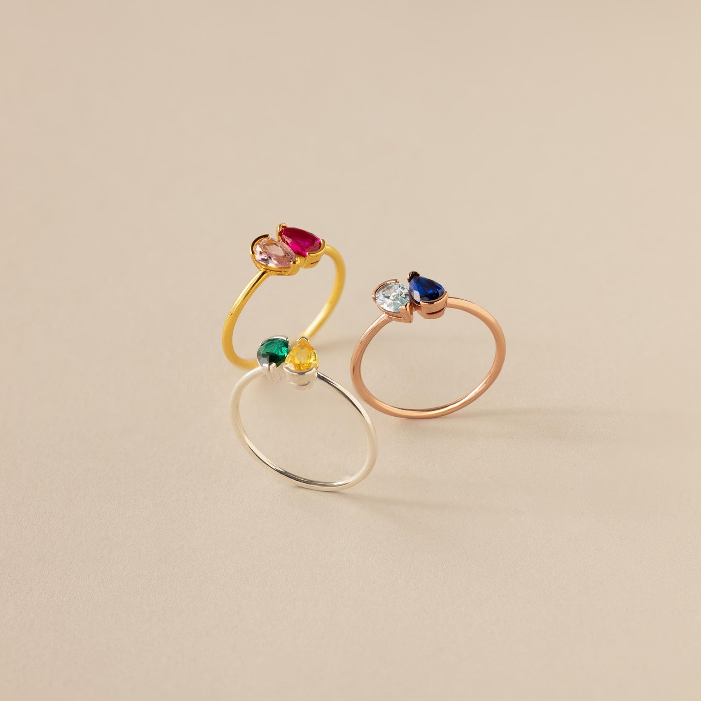 Toi et Moi Pear Birthstone Ring