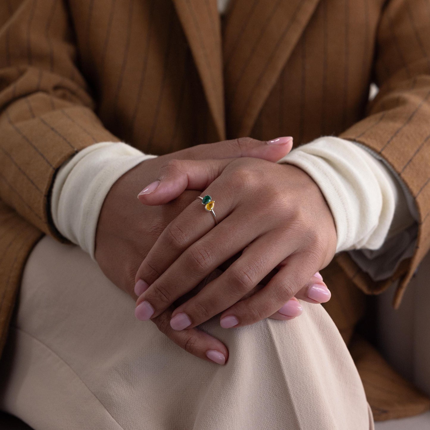 Toi et Moi Pear Birthstone Ring