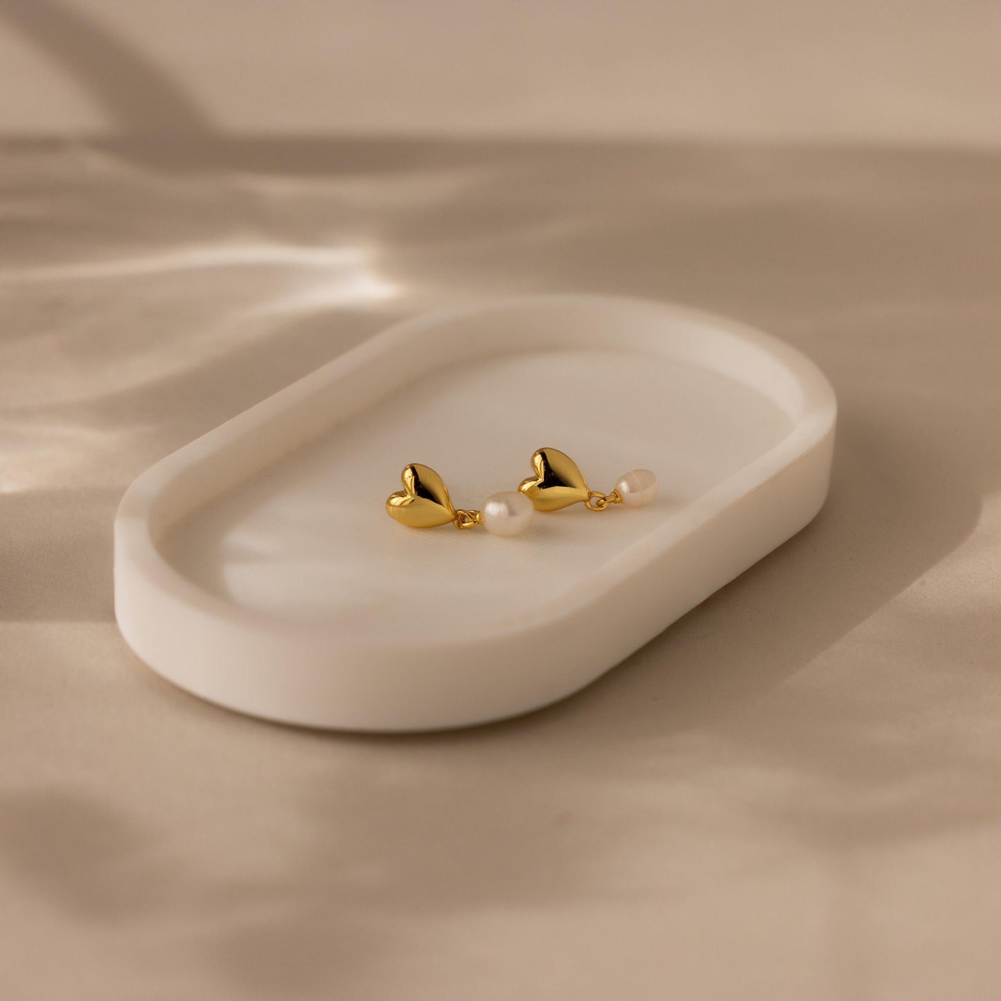 Heart Pearl Drop Earrings