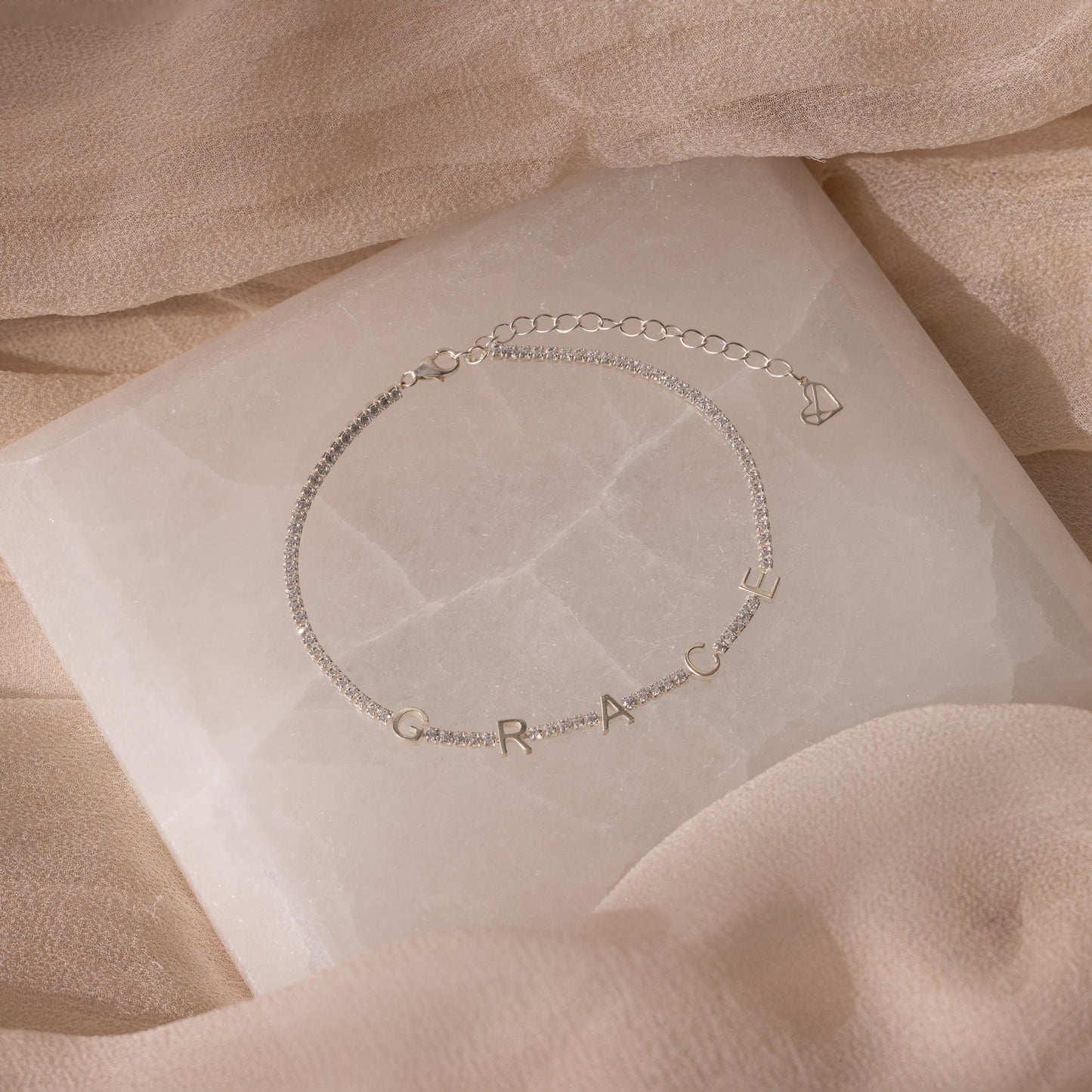 Diamond Tennis Letter Bracelet