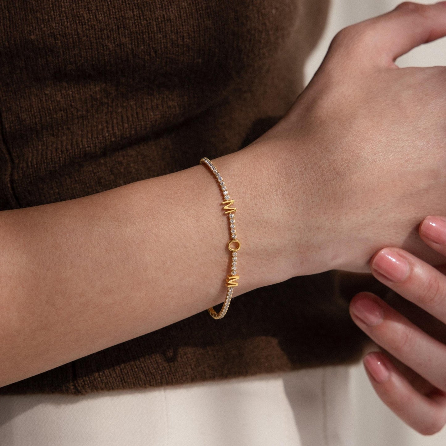Diamond Tennis Letter Bracelet