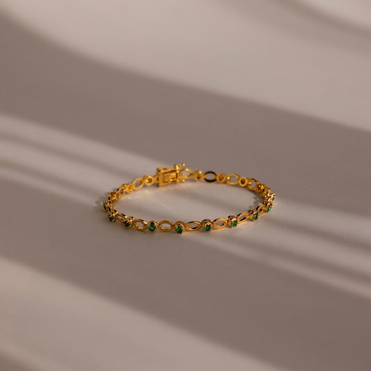 Pulsera de tenis con cadena de esmeraldas