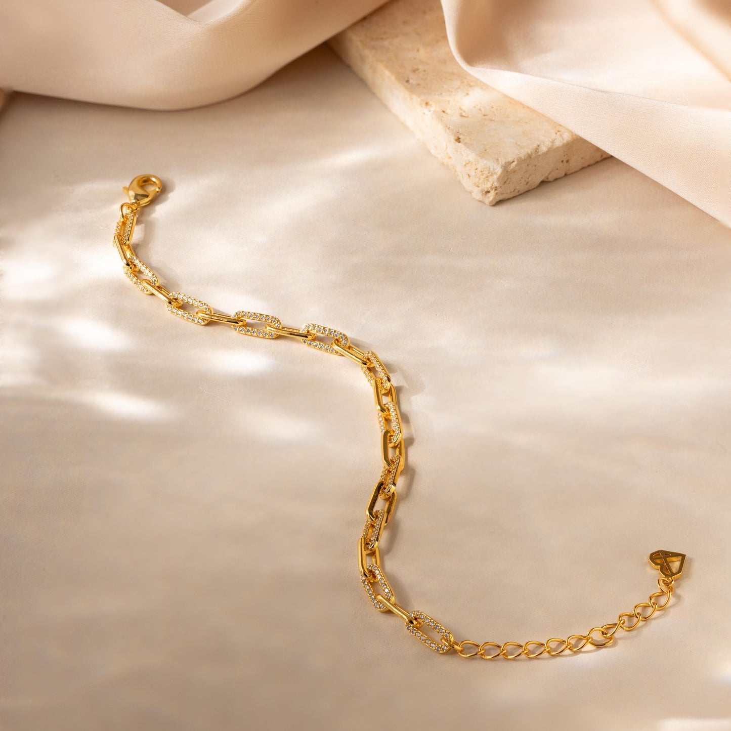 Pave Paperclip Chain Bracelet