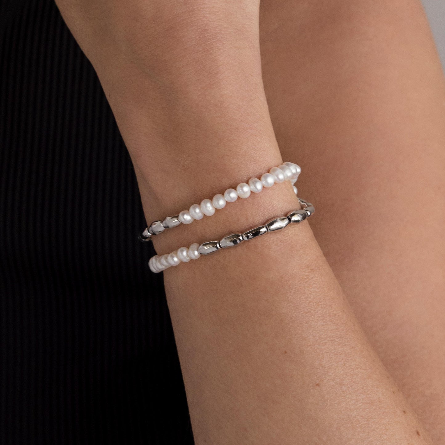 Duo Beaded Pearl Bracelet