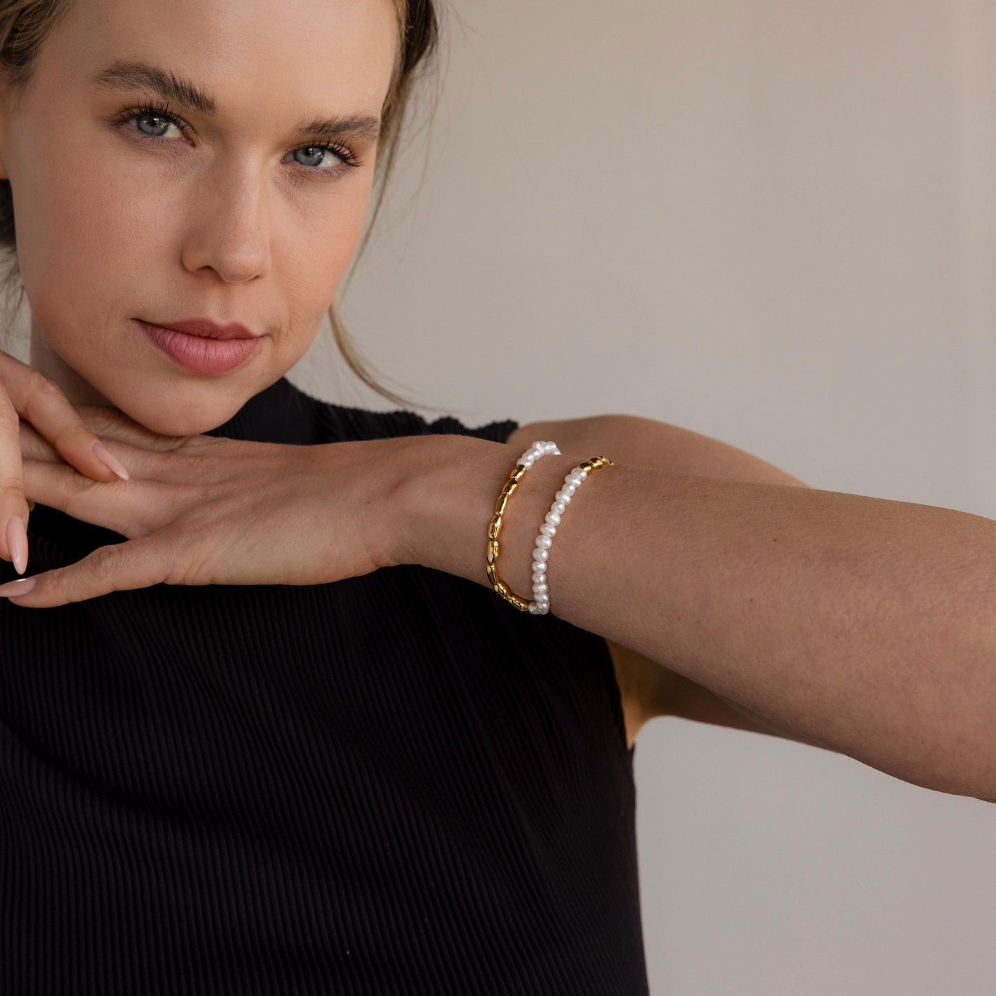 Duo Beaded Pearl Bracelet