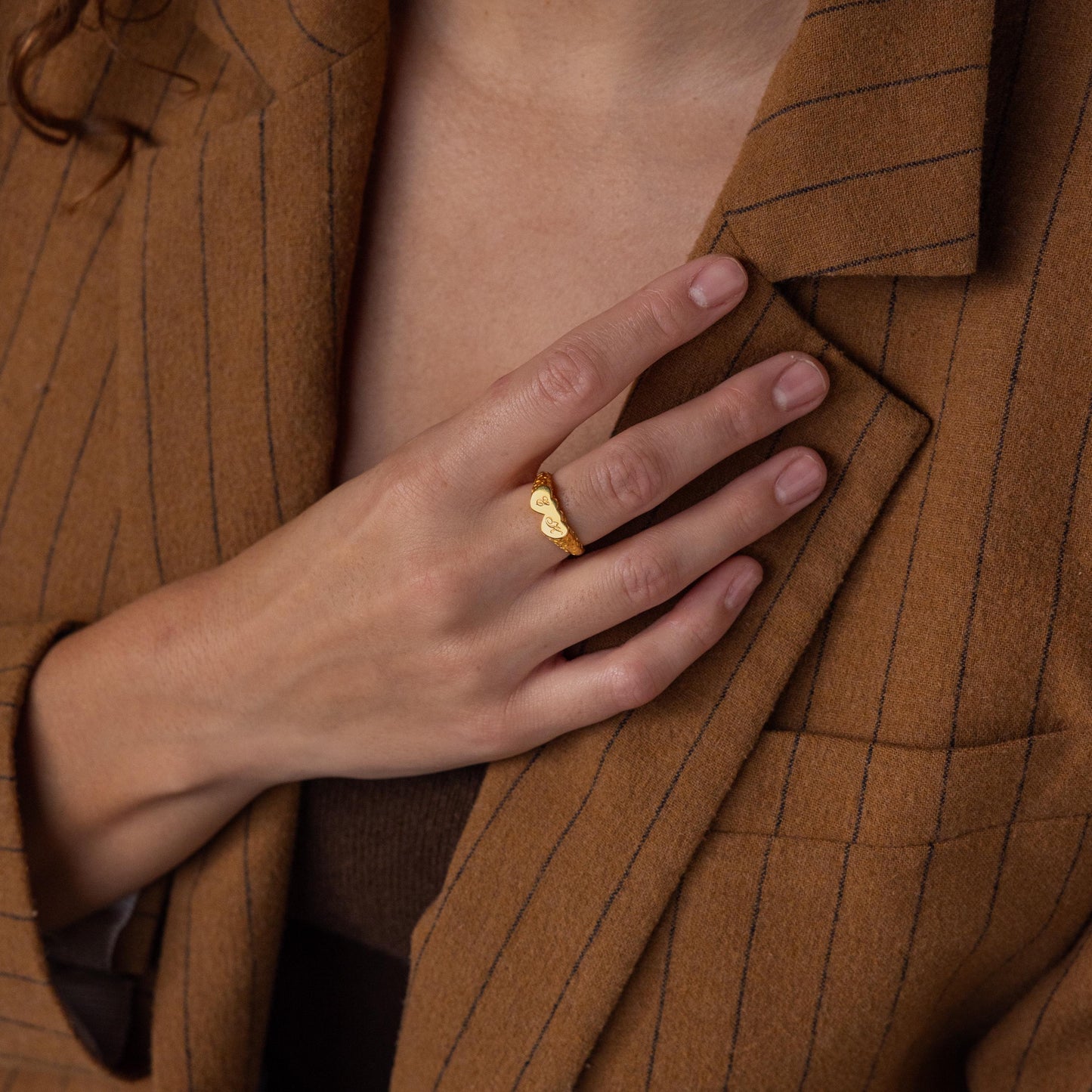 Duo Initial Heart Ring