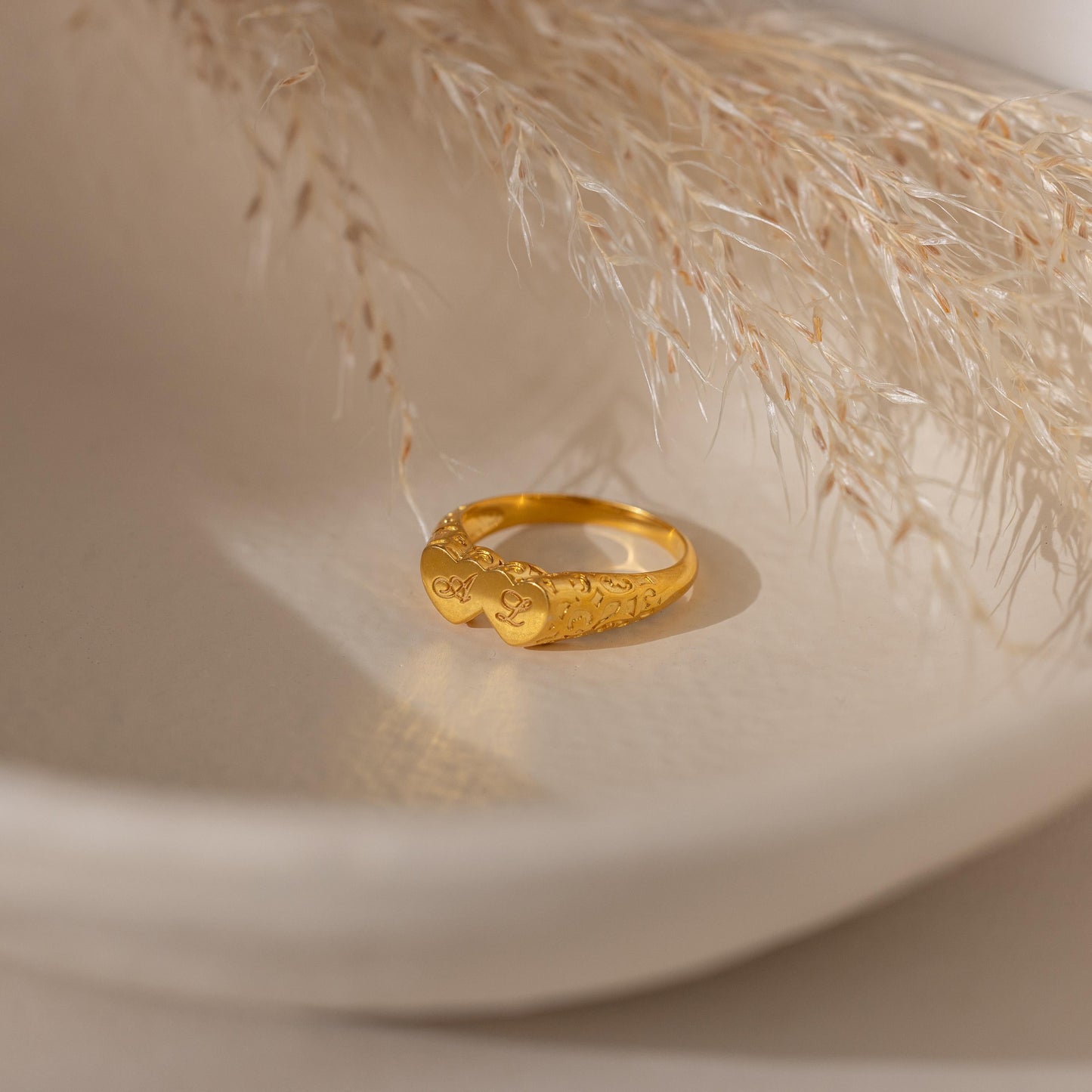 Duo Initial Heart Ring