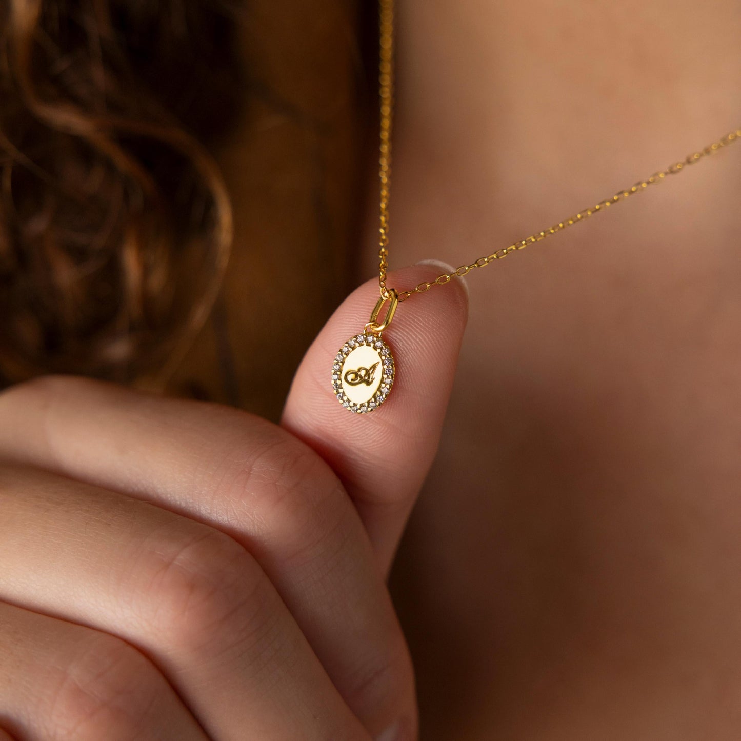 Pave Initial Pendant Necklace