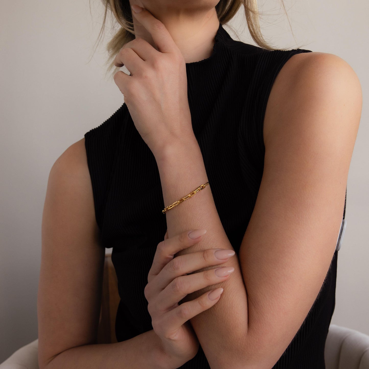 Pave Paperclip Chain Bracelet