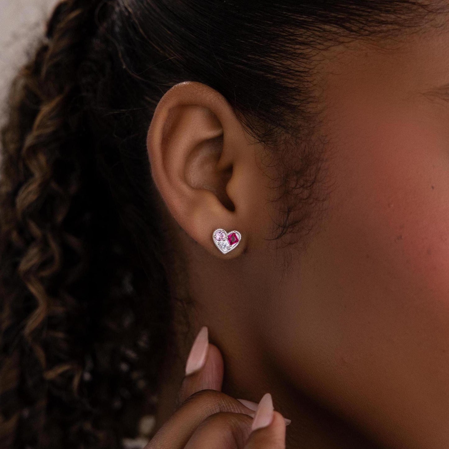 Mixed Birthstone Heart Studs