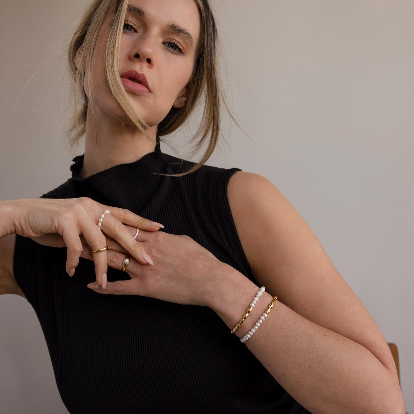 Duo Beaded Pearl Bracelet