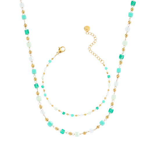 Beaded Beach Bracelet and Choker Necklace Set