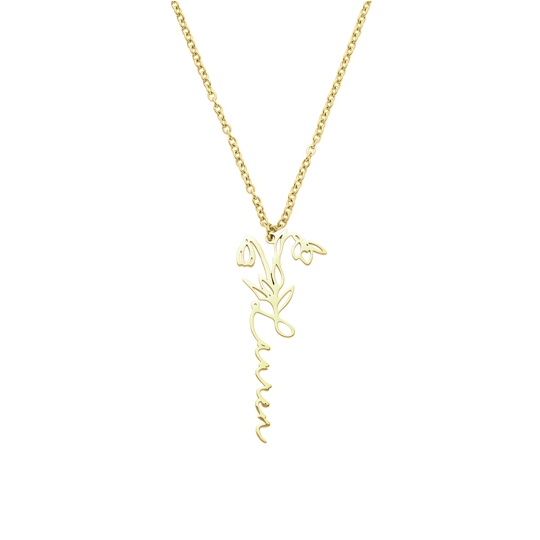 Birth Flower Name Necklace