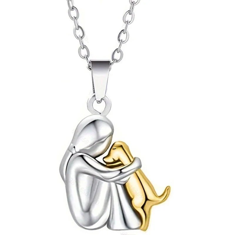 Little Girl & Dog Hugging Necklace