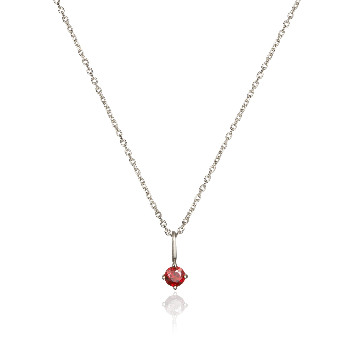 Silver Small Birthstone Pendant Necklace