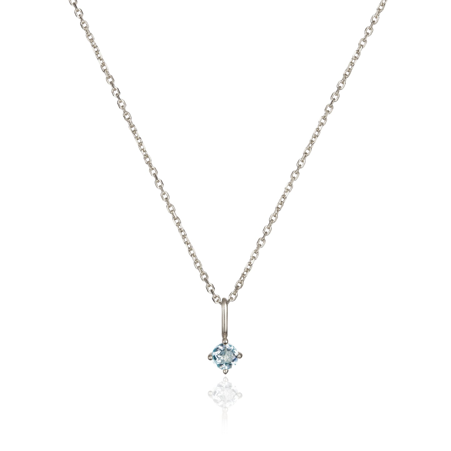 Silver Small Birthstone Pendant Necklace