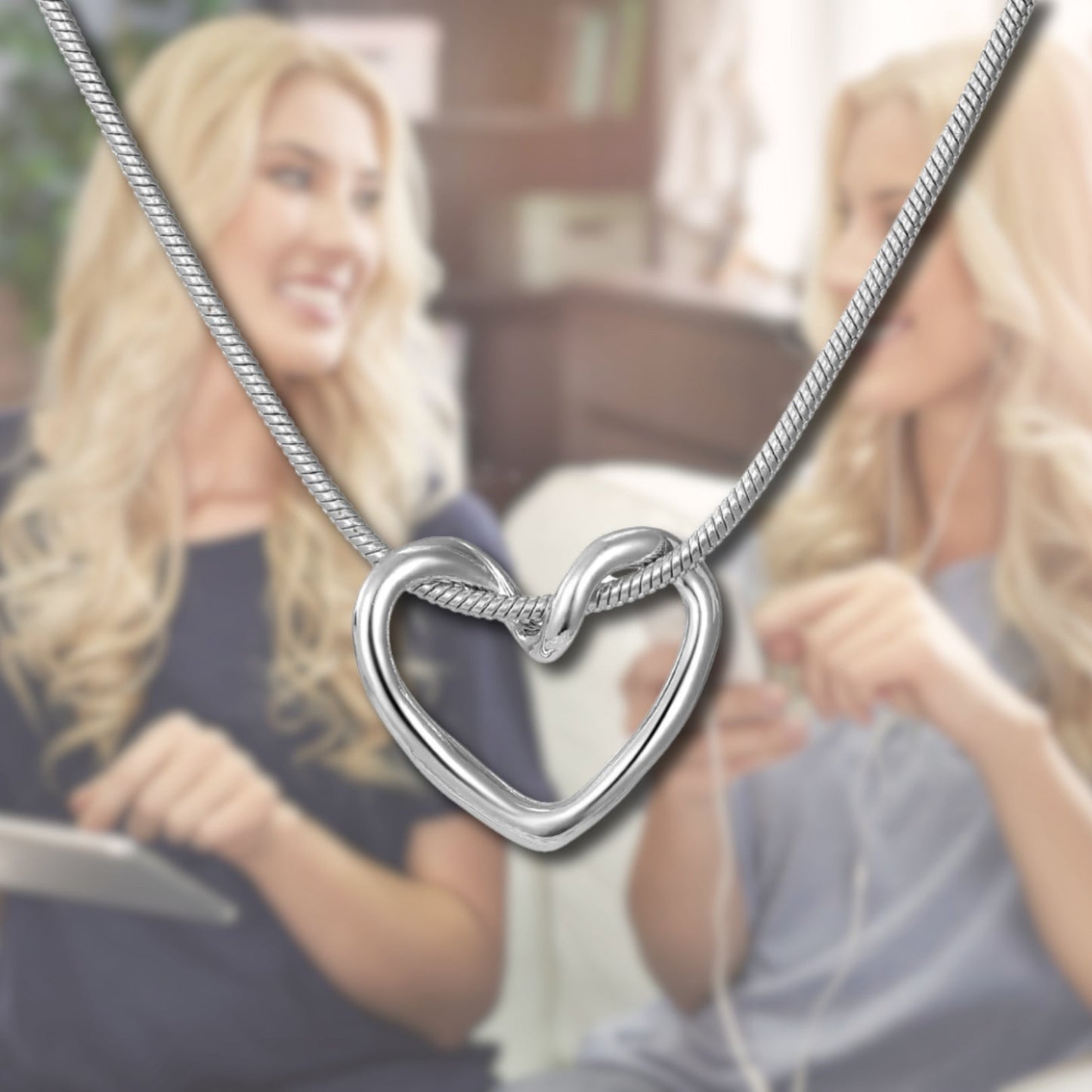 Matching Sisters Entwined Heart Necklace