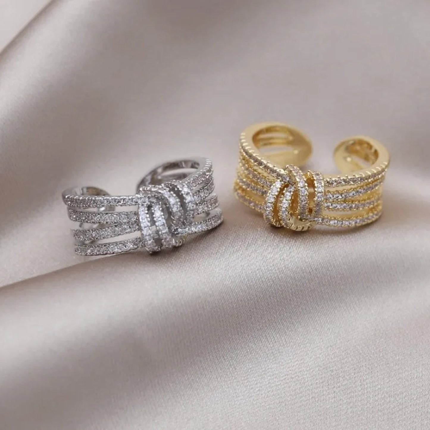 Anillo de moda de doble banda con vínculo entre madre e hija