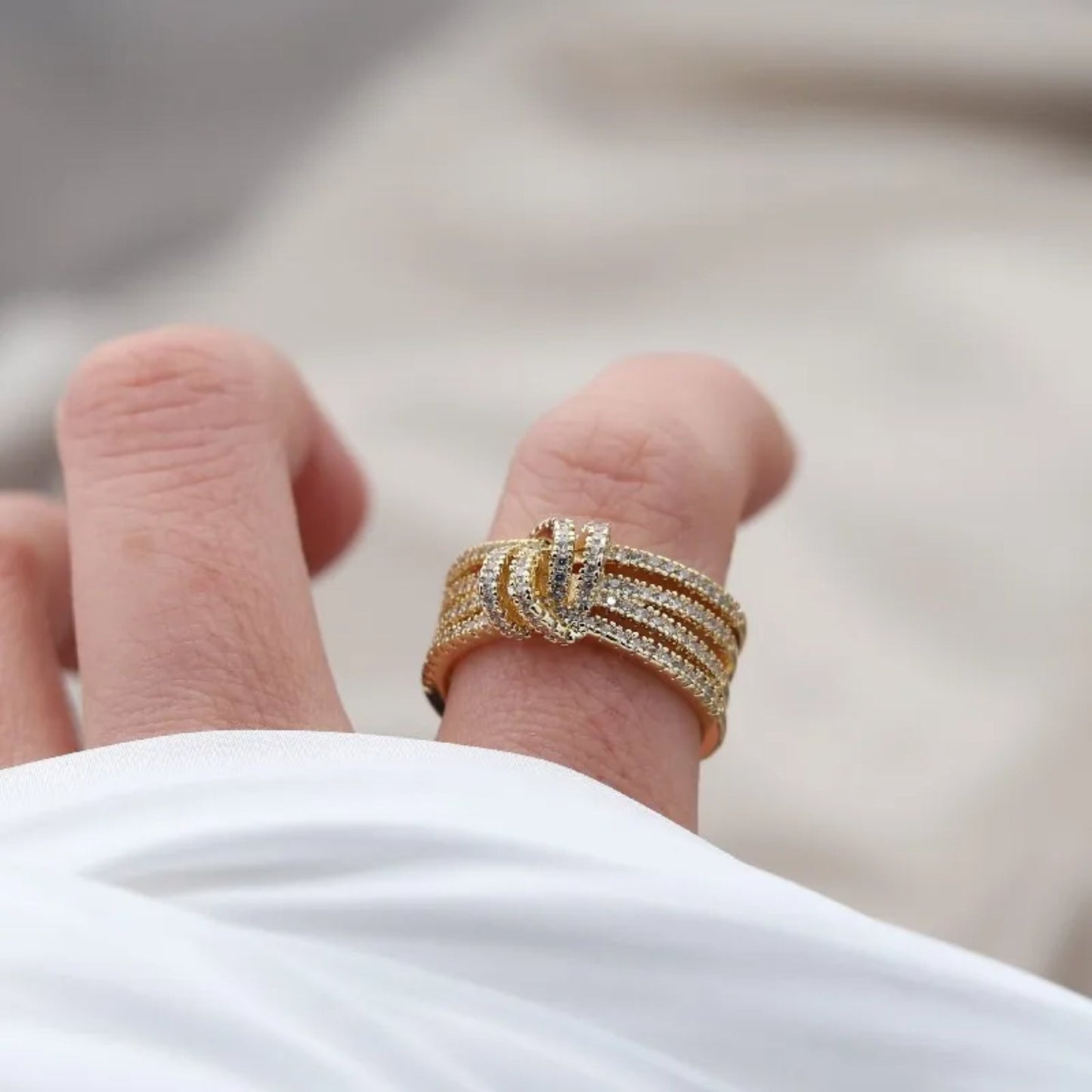 Anillo de moda de doble banda con vínculo entre madre e hija