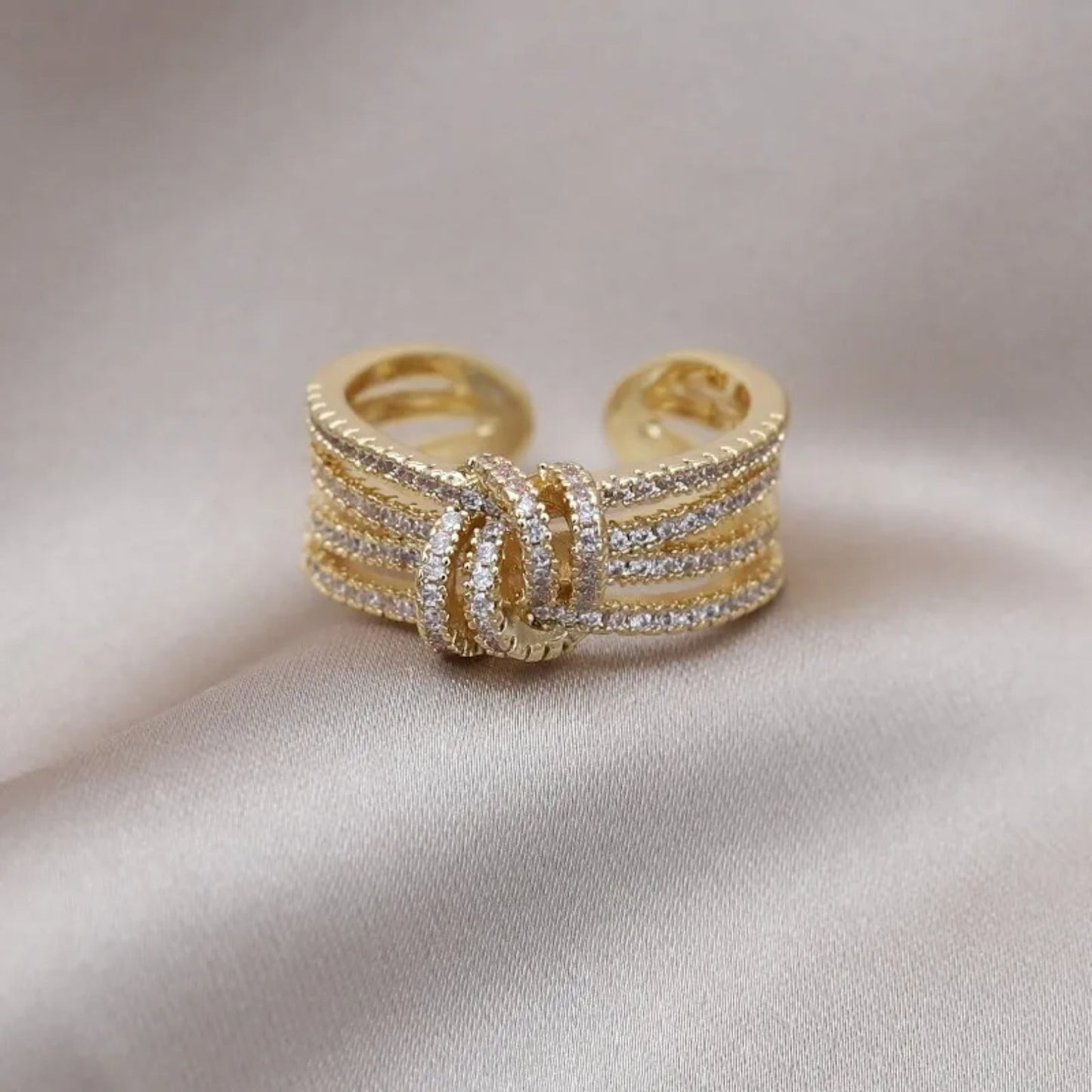 Anillo de moda de doble banda con vínculo entre madre e hija