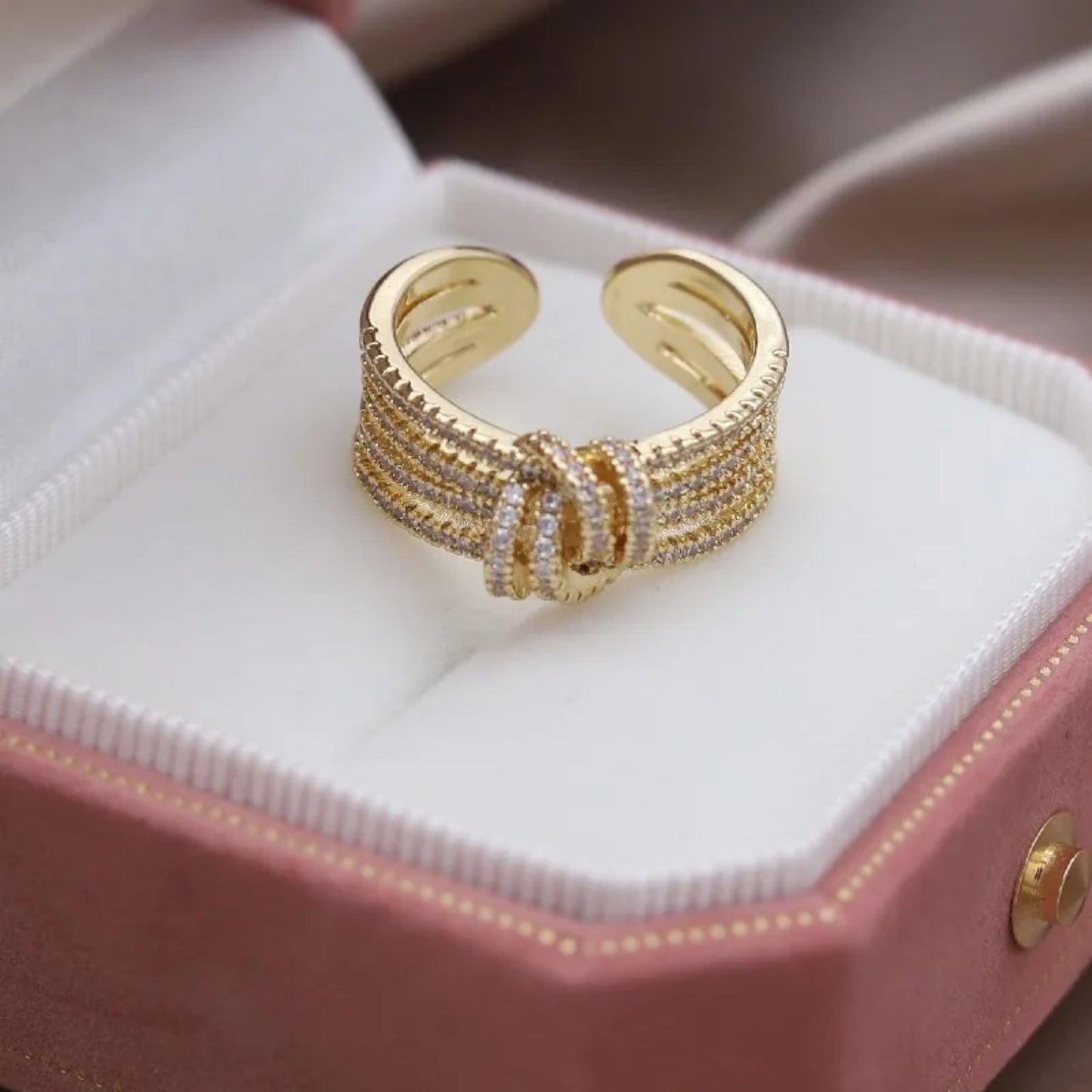 Anillo de moda de doble banda con vínculo entre madre e hija