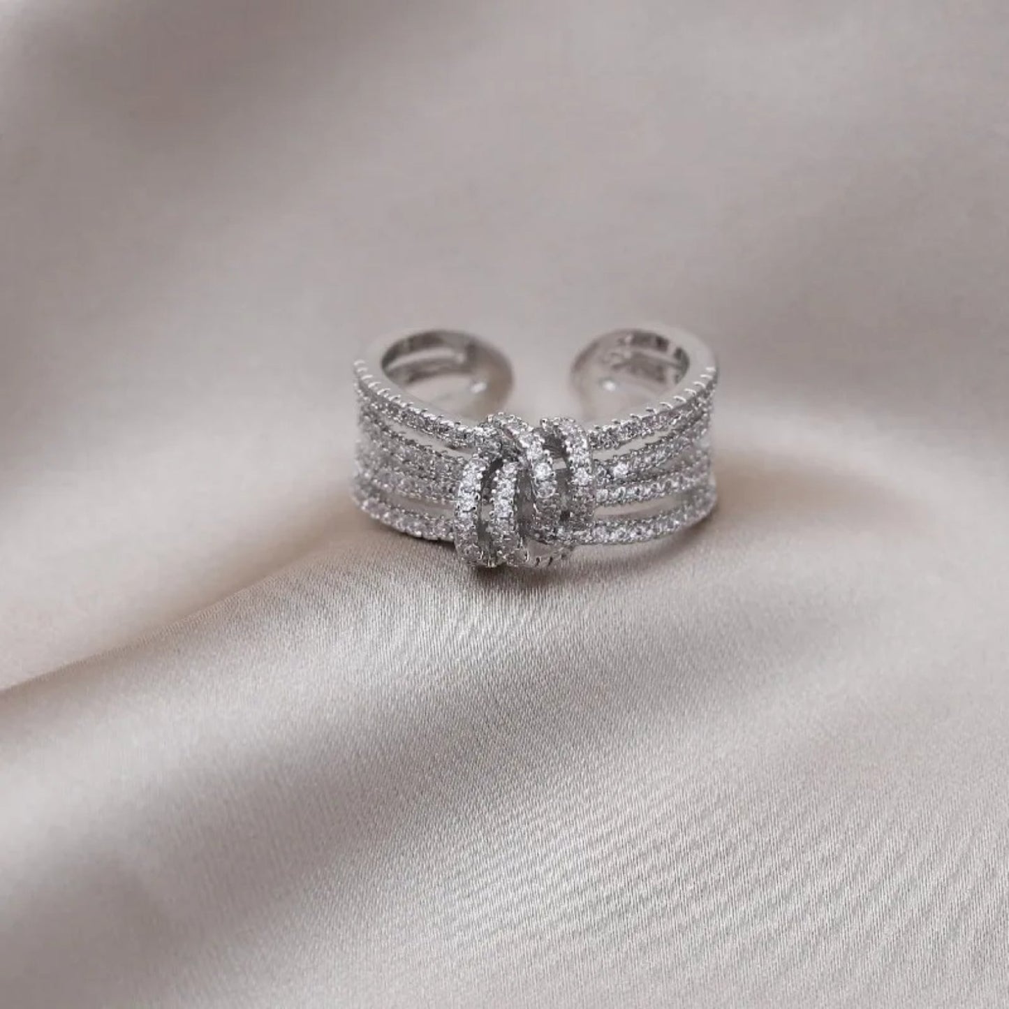 Anillo de moda de doble banda con vínculo entre madre e hija